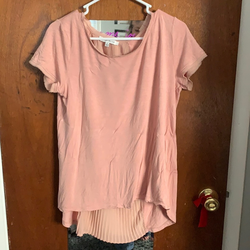 Rose & Olive Pink Pleat-Back Blouse